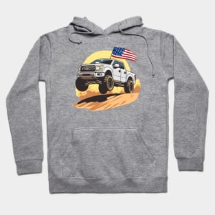 F150 car truck offroad jump on desert white Hoodie